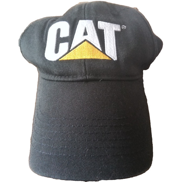 CAT Caterpillar Black Strapback Adjustable Trucker Hat Cap Mens Adult - Picture 1 of 4